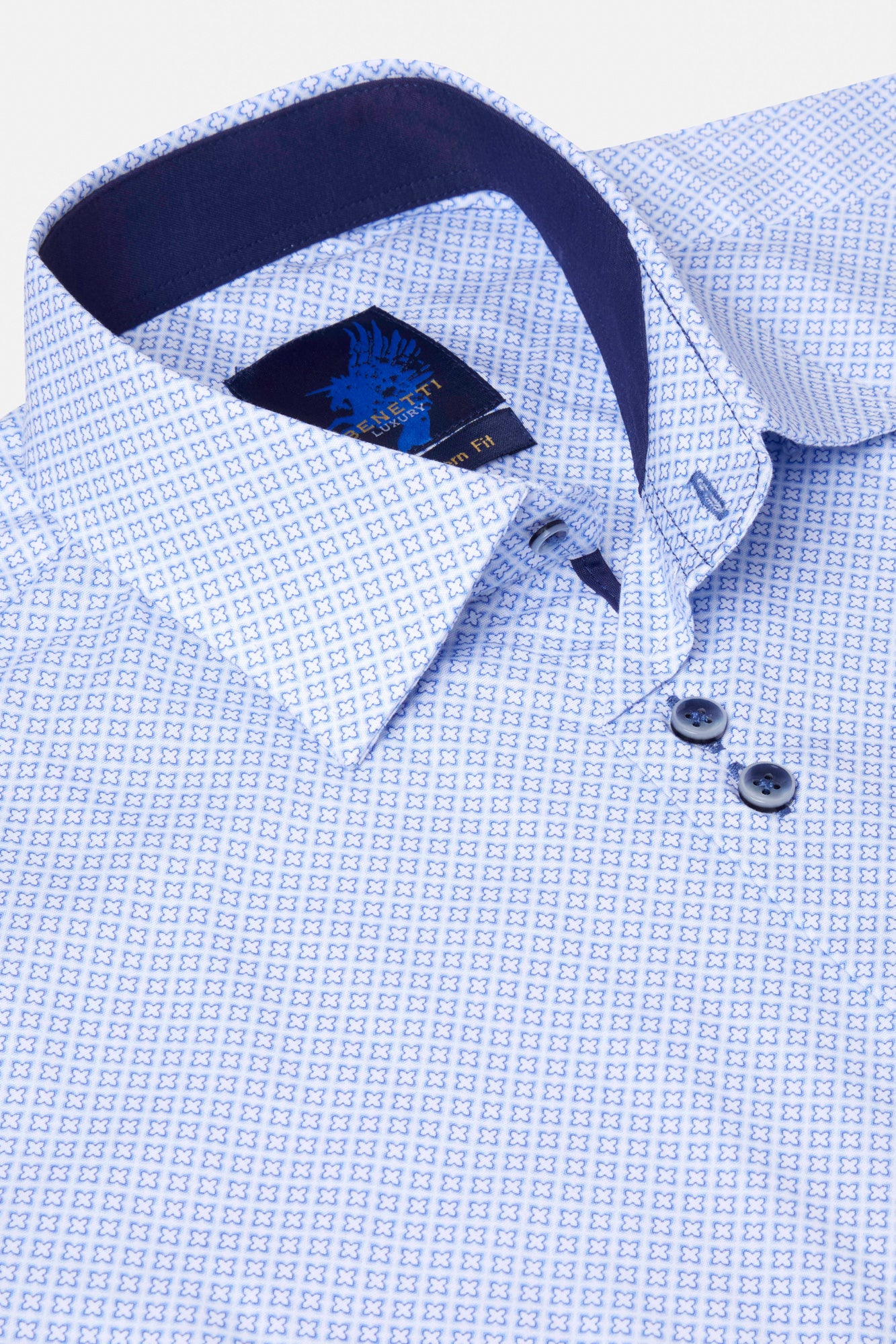 Baker Blue Long Sleeve Benetti Menswear Shirt