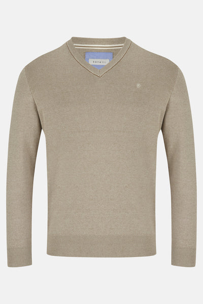 Gale Sand V Neck Sweater By Benetti Menswear