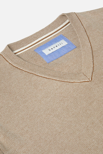 Gale Sand V Neck Sweater By Benetti Menswear