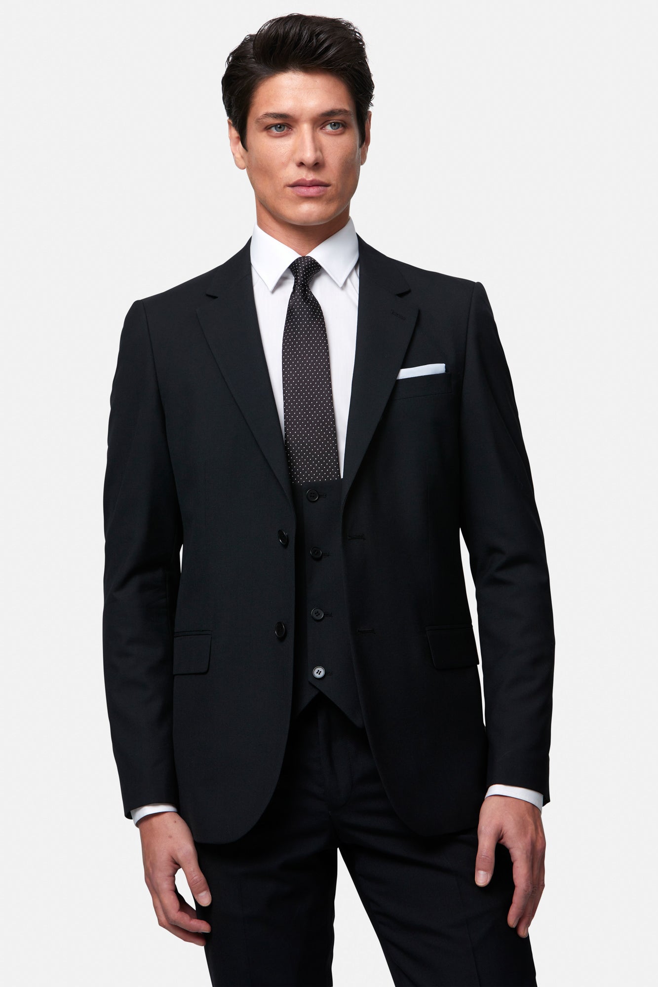 James Black 3 Piece Suit with scoop waistcoat By Benetti Menswear