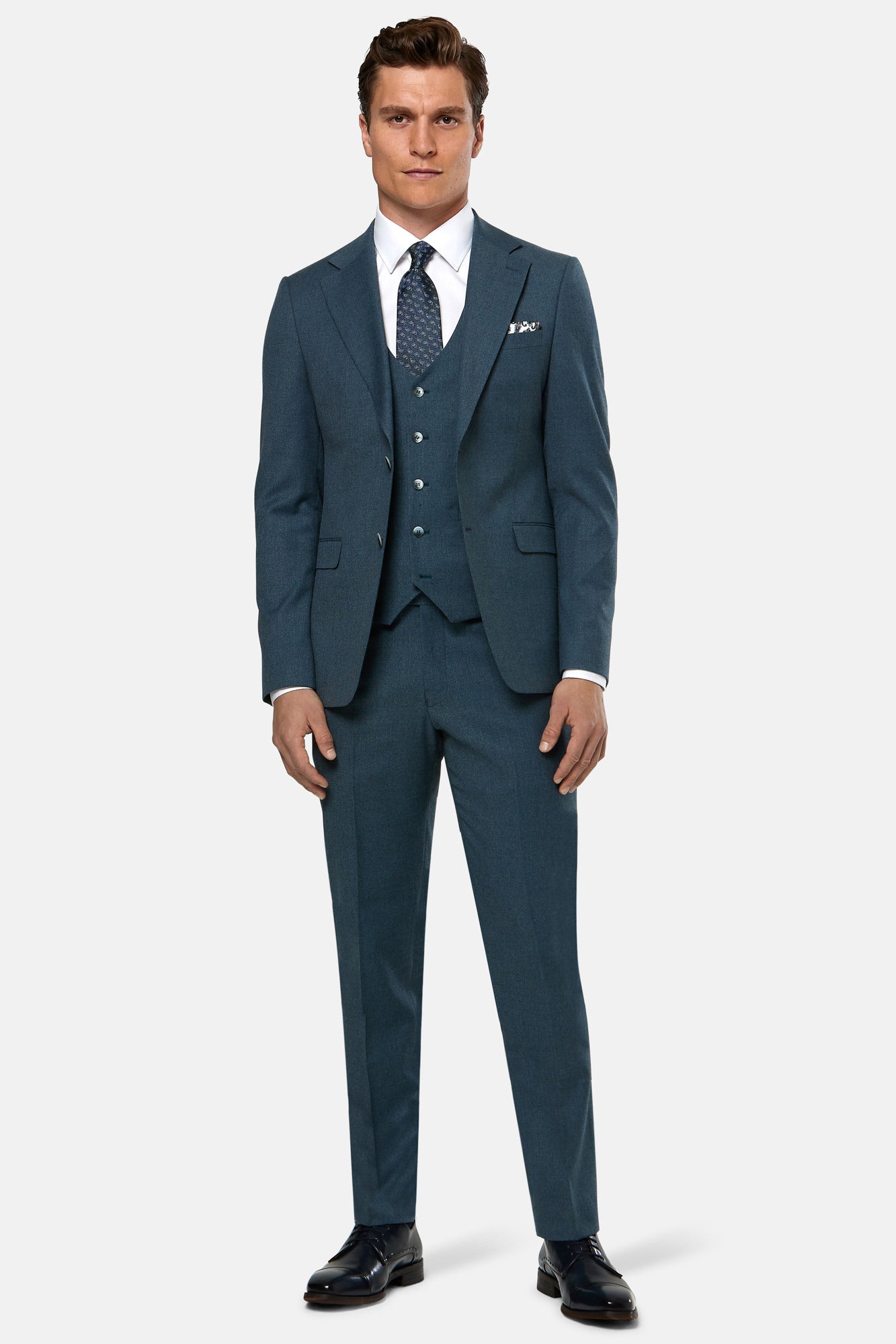 Aston Teal 3 Piece Benetti Menswear Suit 