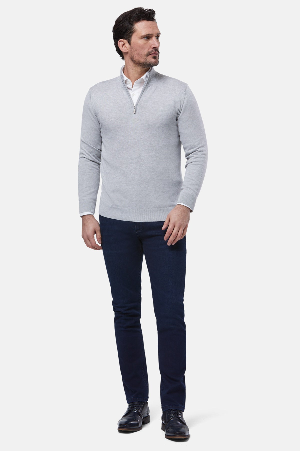 Quarter Zip Silver Sweater By Benetti Menswear