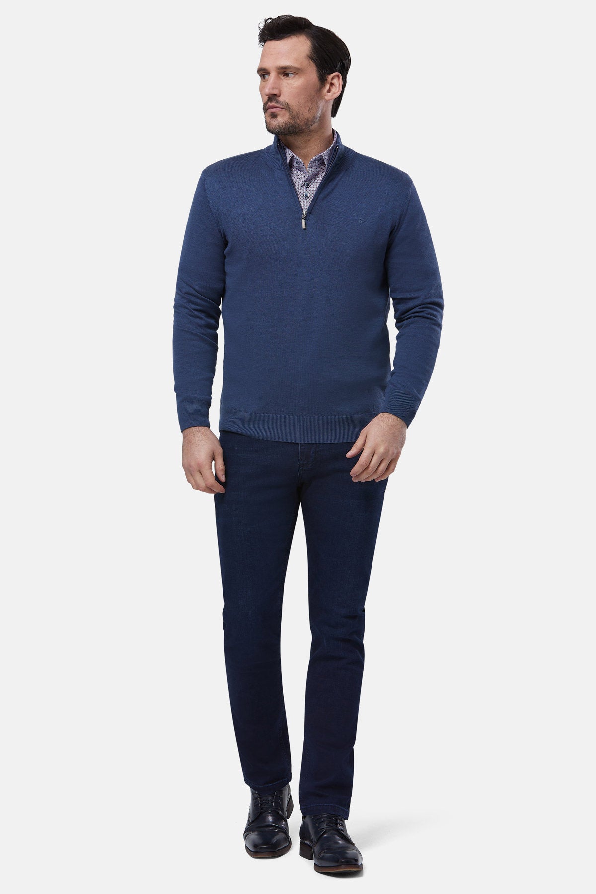 Quarter Zip Indigo By Benetti Menswear