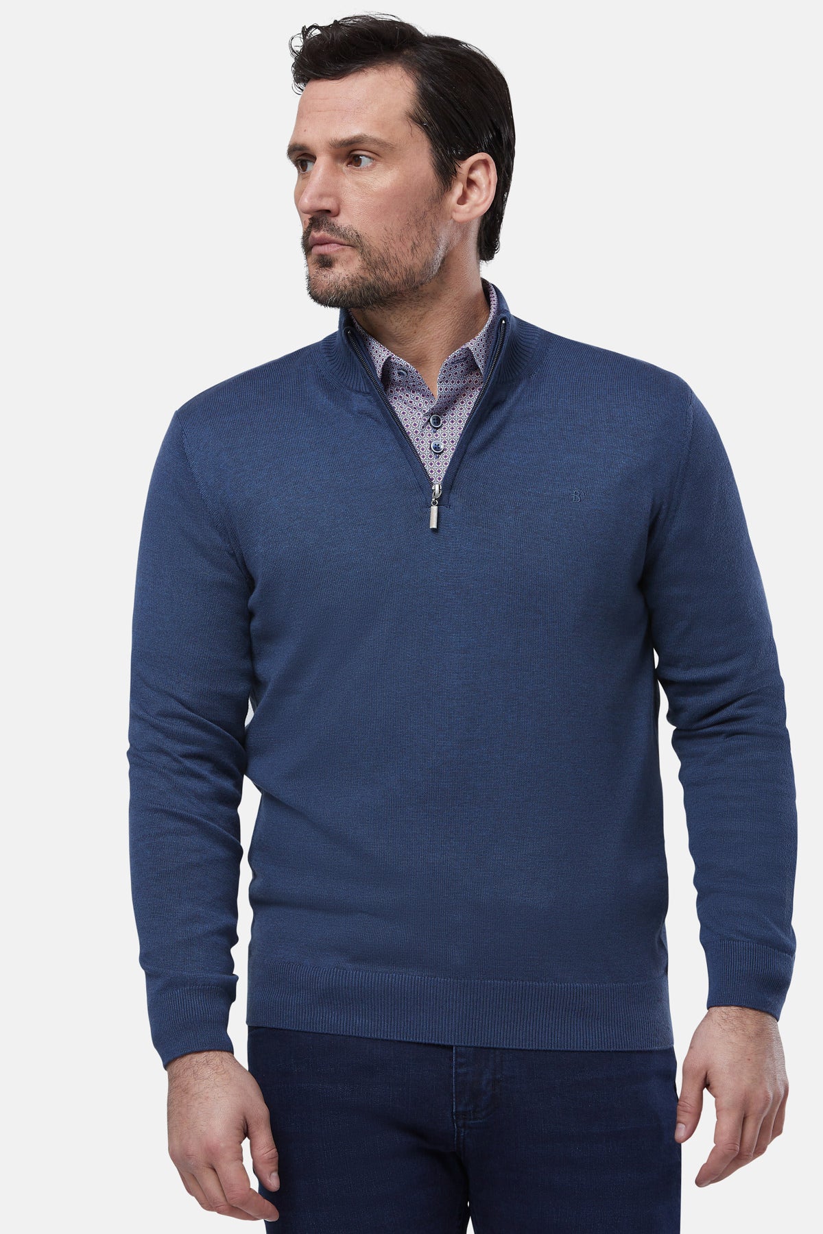 Quarter Zip Indigo By Benetti Menswear