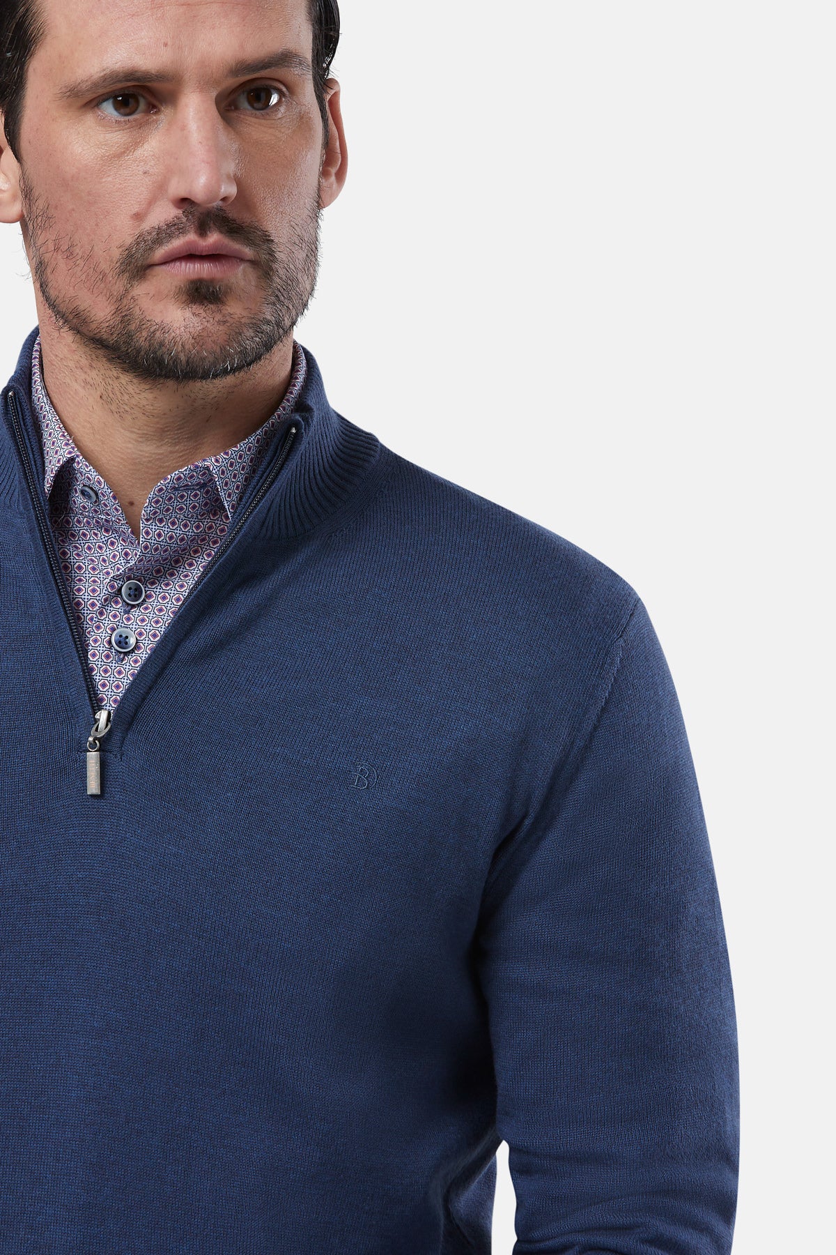 Quarter Zip Indigo By Benetti Menswear
