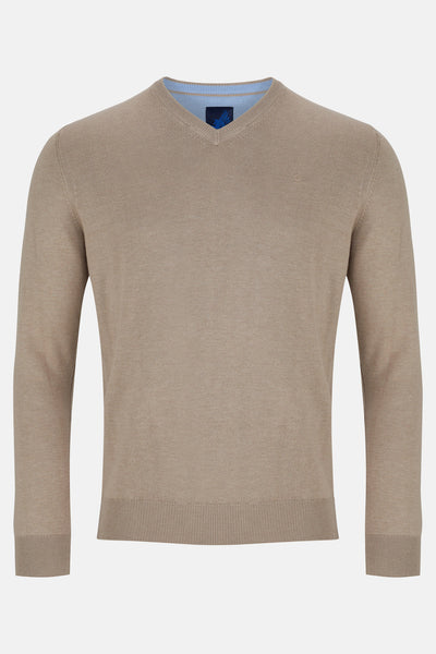 Benetti Menswear V Neck Sweater Stone