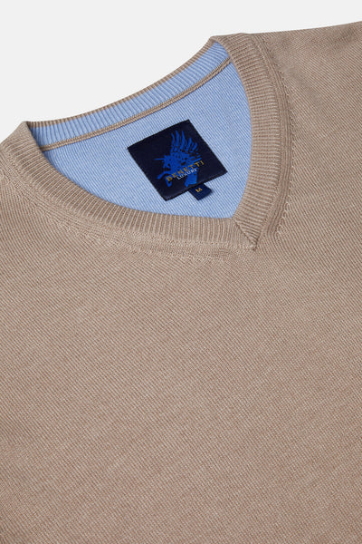 Benetti Menswear V Neck Sweater Stone