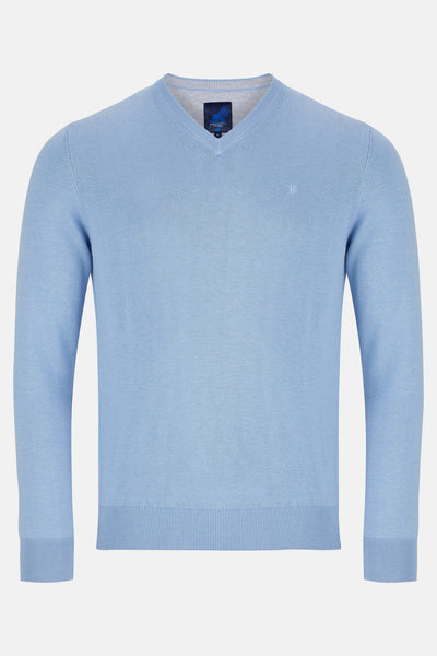 Benetti Menswear V Neck Sweater Sky