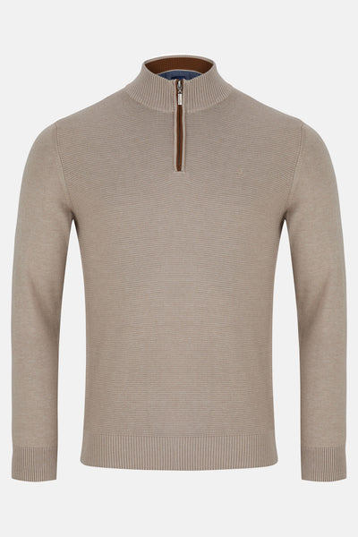 Errol Stone Qtr Zip Sweater