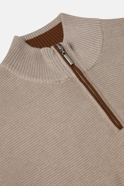 Errol Stone Qtr Zip Sweater