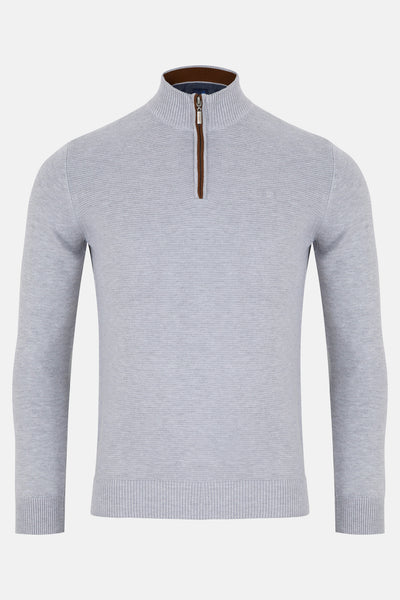 Errol Silver Qtr Zip Sweater