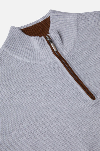 Errol Silver Qtr Zip Sweater