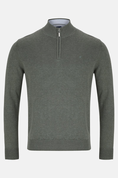Benetti Qtr Zip Sage Sweater