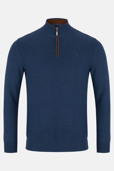 Errol Indigo Qtr Zip Sweater