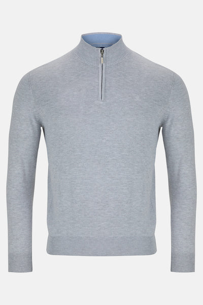 Benetti Qtr Zip Silver Sweater