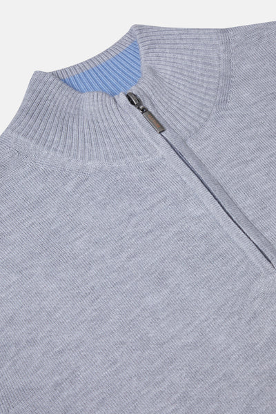 Benetti Qtr Zip Silver Sweater