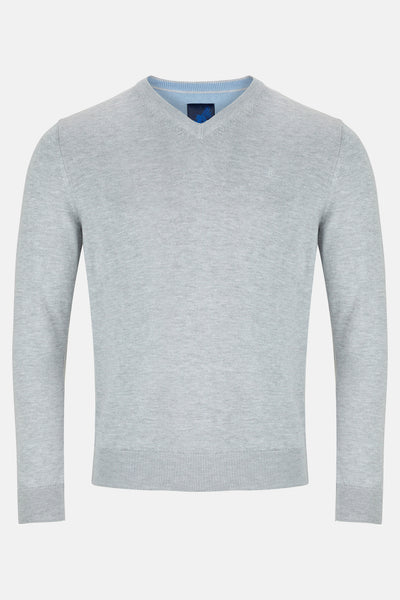 V Neck Silver Sweater