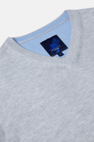 V Neck Silver Sweater