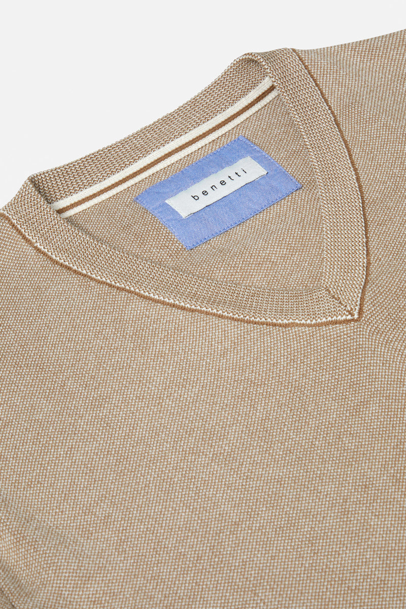 Gale Sand V Neck Sweater By Benetti Menswear 