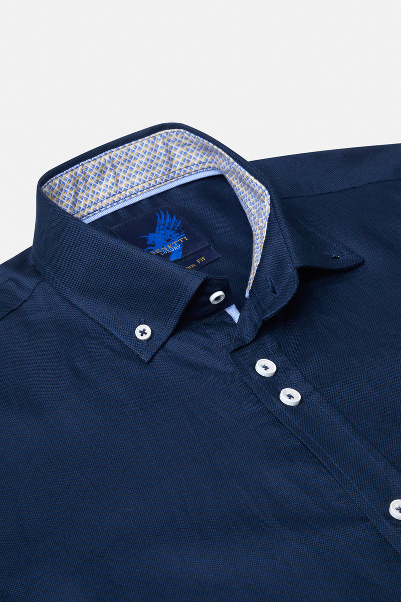 Noah Navy Oxford Cotton Long Sleeve Shirt By Benetti Menswear 