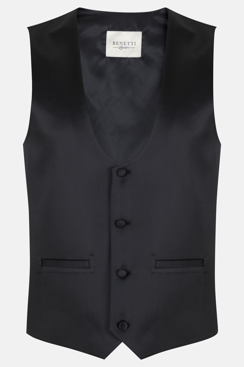 Satin Black Benetti Menswear Waistcoat 