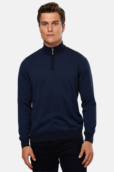 Barrow Navy Quarter Zip Sweater