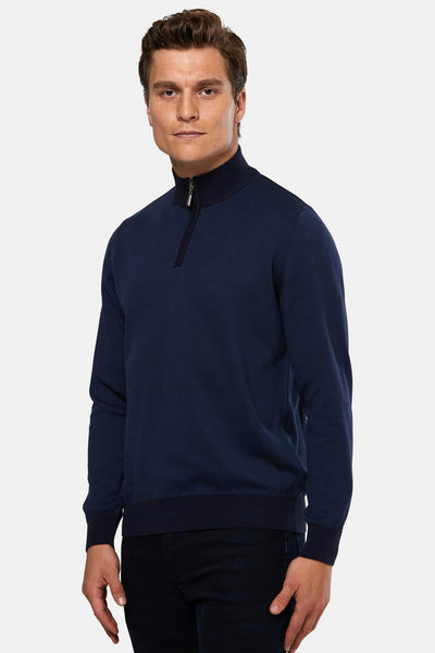 Barrow Navy Quarter Zip Sweater