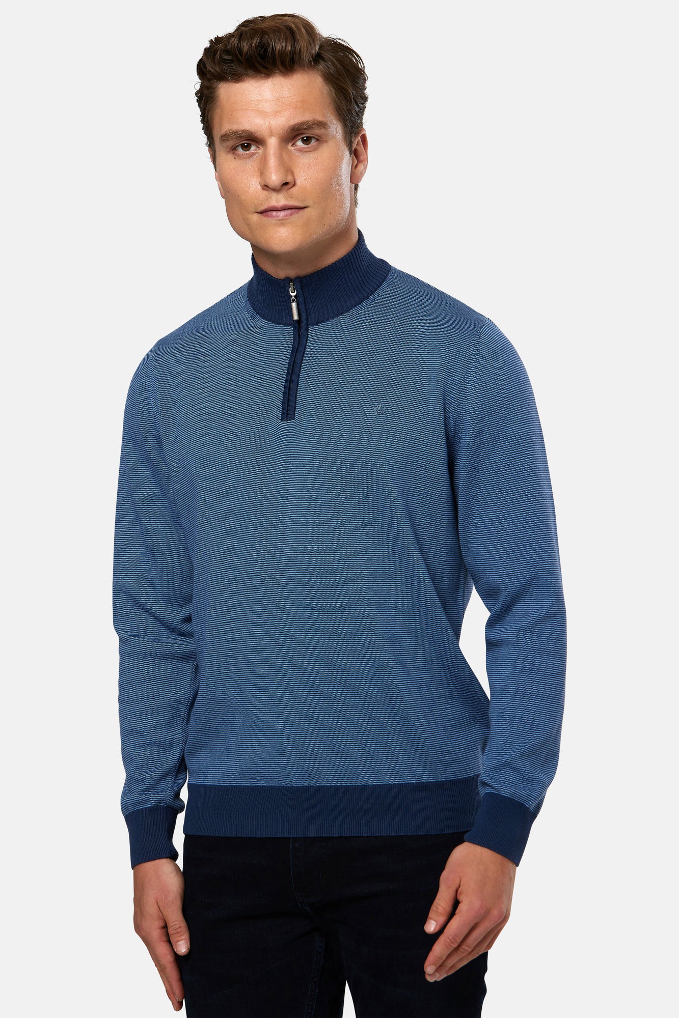 Barrow Blue Quarter Zip Sweater 