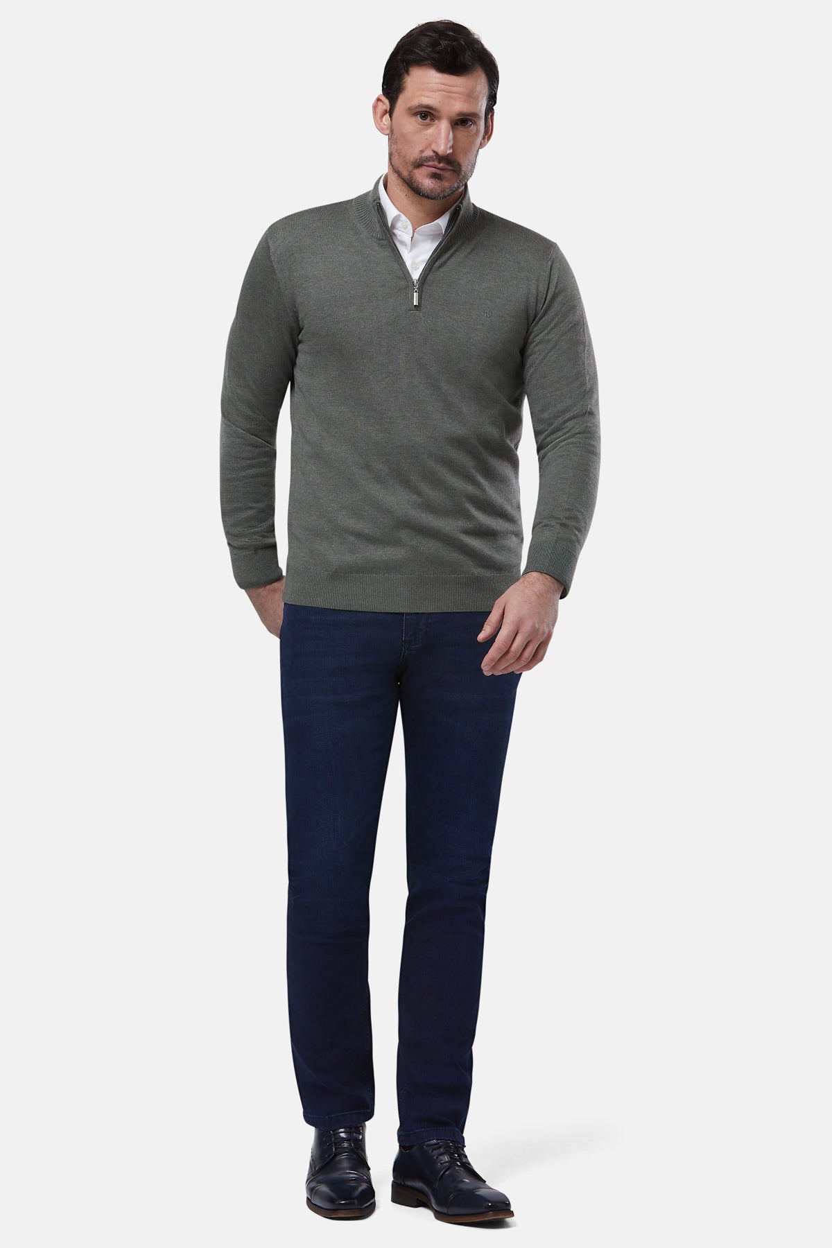 Quarter Zip Sage Sweater By Benetti Menswear 