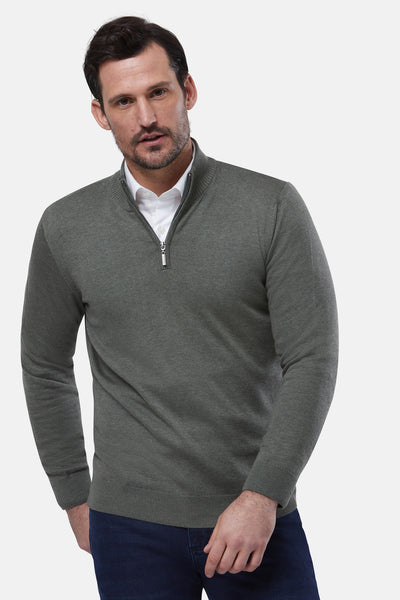 Quarter Zip Sage Sweater By Benetti Menswear