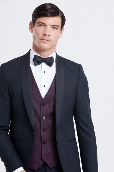 Elton Tuxedo Wine Waistcoat